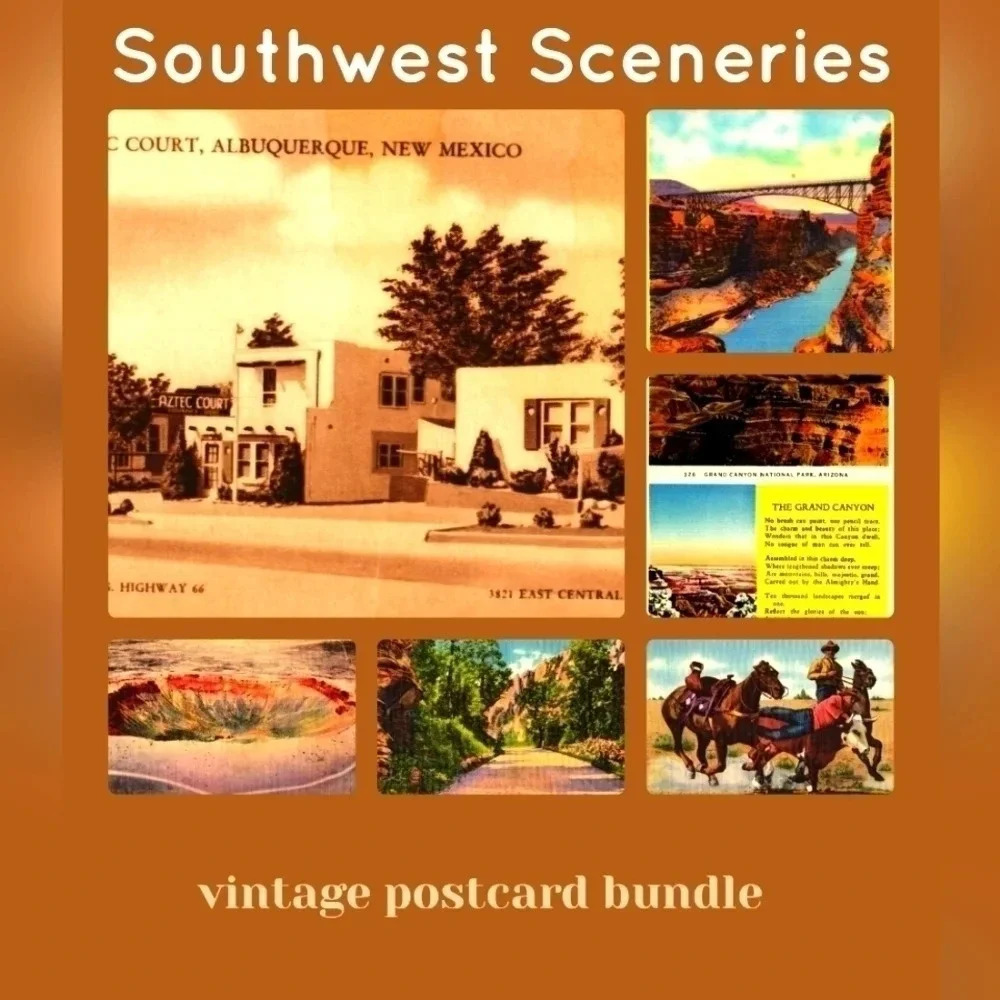 6/$20 SOUTHWEST SCENERIES VINTAGE POSTCARD BUNDLE OF 6